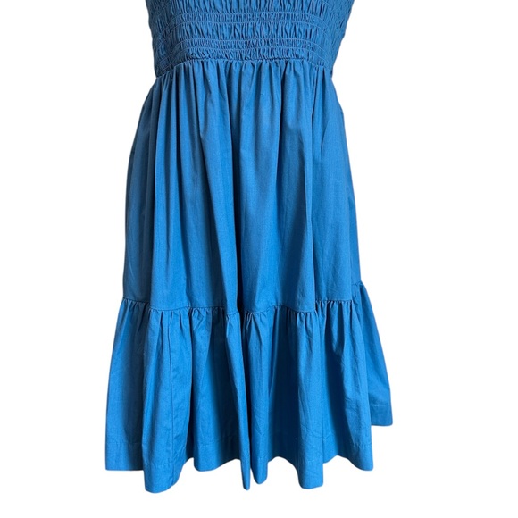 Abercrombie & Fitch Smocked Mini Dress Blue Women’s Size Large Tall (LT) - Picture 3 of 12